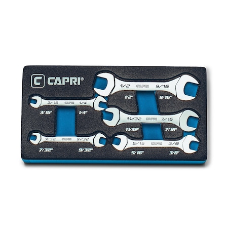 Capri Tools Slim Mini Open End Wrench Set, SAE, 316 to 916, 5Pcs CP11830-5ST